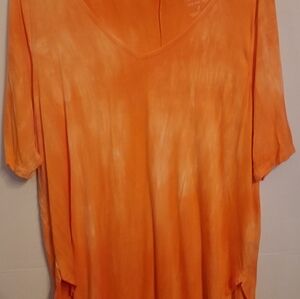 Torrid Super Soft Orange Women's T-shirt Tunic Tie-dye Bright Boho